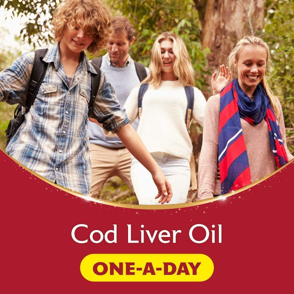 Cod Liver Oil Tablets with Omega-3, Fish Oil, One a Day, 4 Months Supply (120 Capsules), EPA & DHA, with High Strength Vitamin D & A