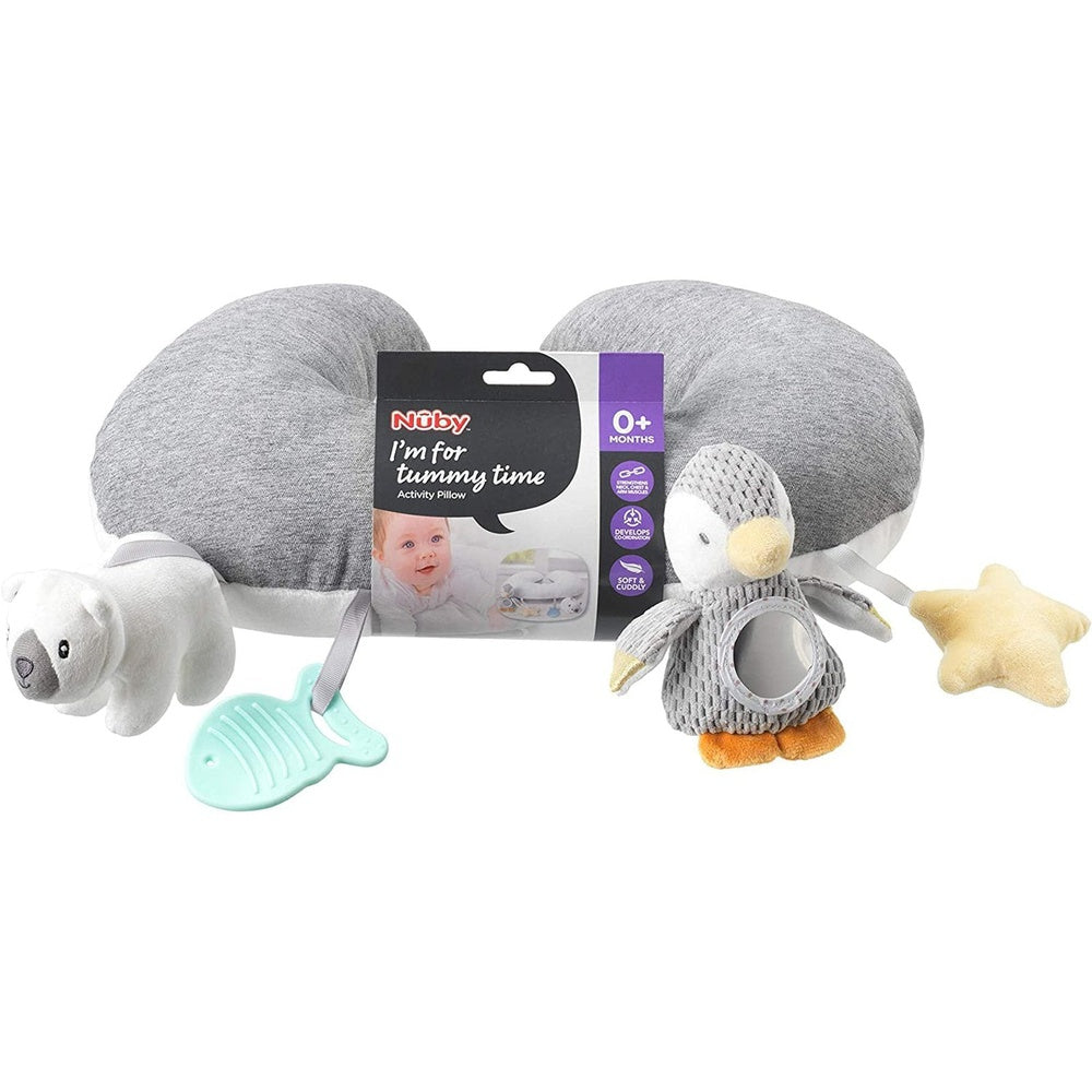 Penguin Tummy Time Pillow for Babies, Grey and White Plush Nursery Accessories, 1 Count (Pack of 1) Clear Store