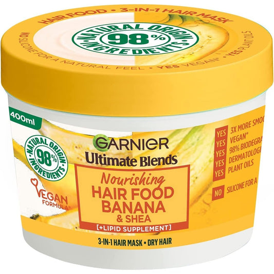 Garnier Ultimate Blends Hair Food, Banana 3-In-1 Dry Hair Mask Treatment, 390Ml Clear Store