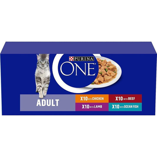 Purina ONE Adult Cat Food Mini Fillets in Gravy, 40 X 85G Clear Store