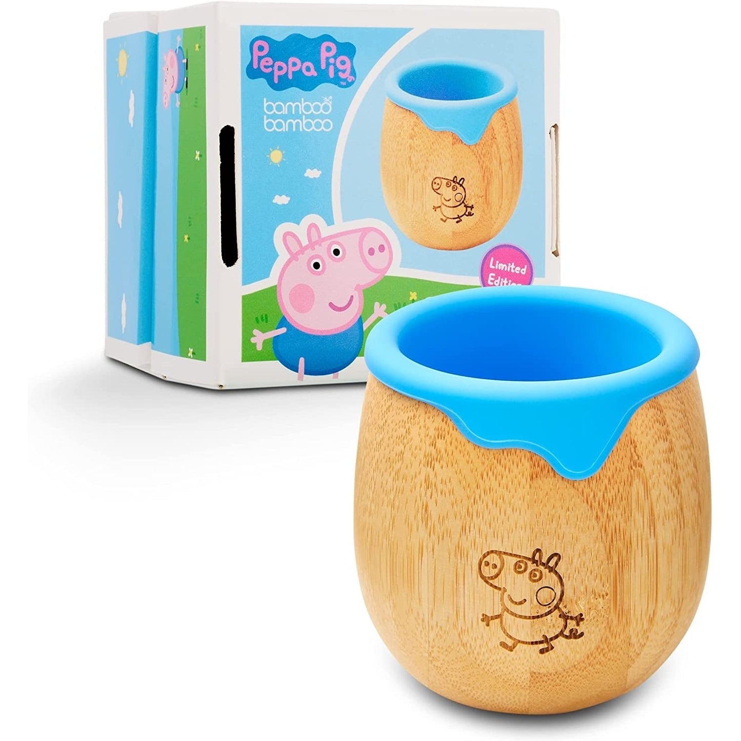 Peppa Pig Toddler Cup for Kids – 150Ml Bamboo Cup for Baby with Silicone Liner | Transition Sippy Cup | Snack Cup | Ideal for Baby-Led Weaning | Promotes Drinking and Oral Motor Skills (George Cup)