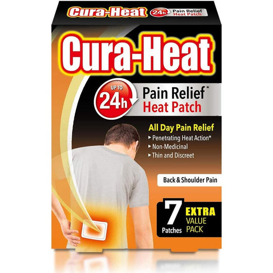 Cura-Heat Back and Shoulder Pain Heat Patche 7 Patches Clear Store