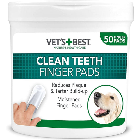 Vet'S Best Dental Care Finger Wipes | Reduces Plaque & Freshens Breath | Teeth Cleaning Finger Wipes for Dogs & Cats | 50 Disposable Wipes Clear Store