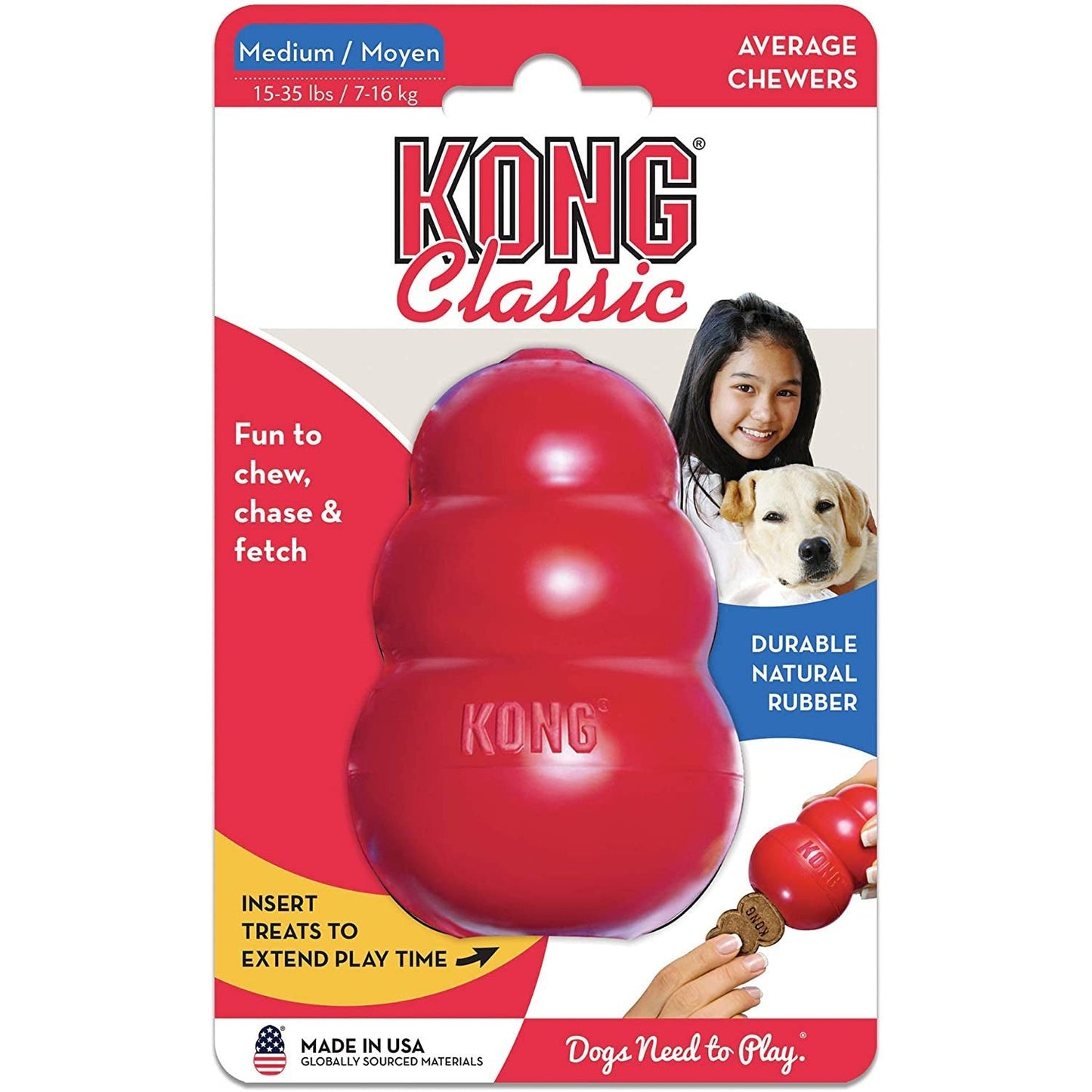 KONG  Classic Dog Toy  Durable Natural Rubber - Fun to Chew, Chase and Fetch Clear Store