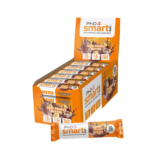 PhD Smart High Protein Low Sugar Bar - Choc Peanut Butter (24 x 32g) Clear Store