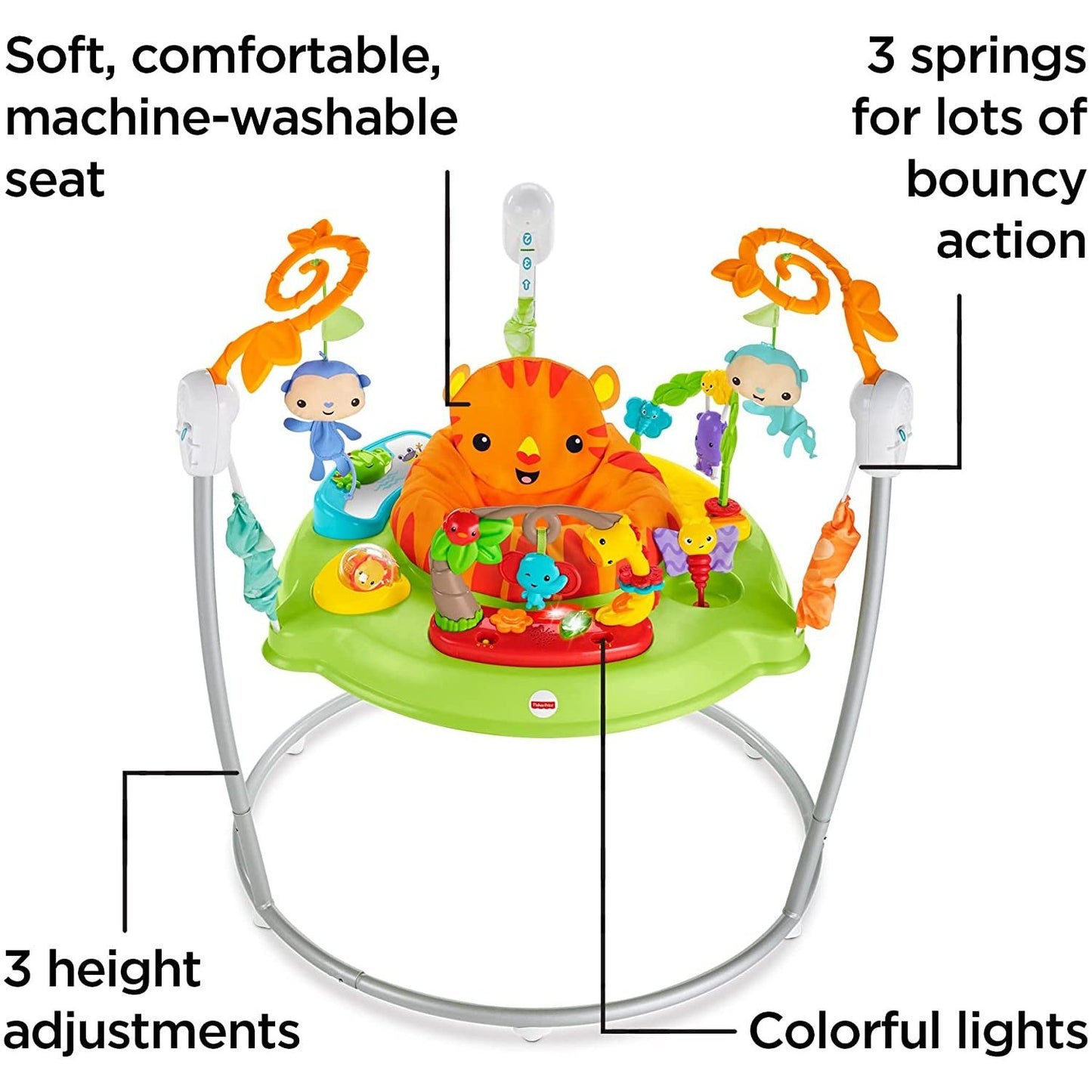 Rainforest Jumperoo - Infant Activity Center with Music, Lights & Sounds - 360° Play Clear Store