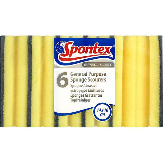 Spontex Specialist General Purpose Sponge Scourer (Pack of 6) Clear Store