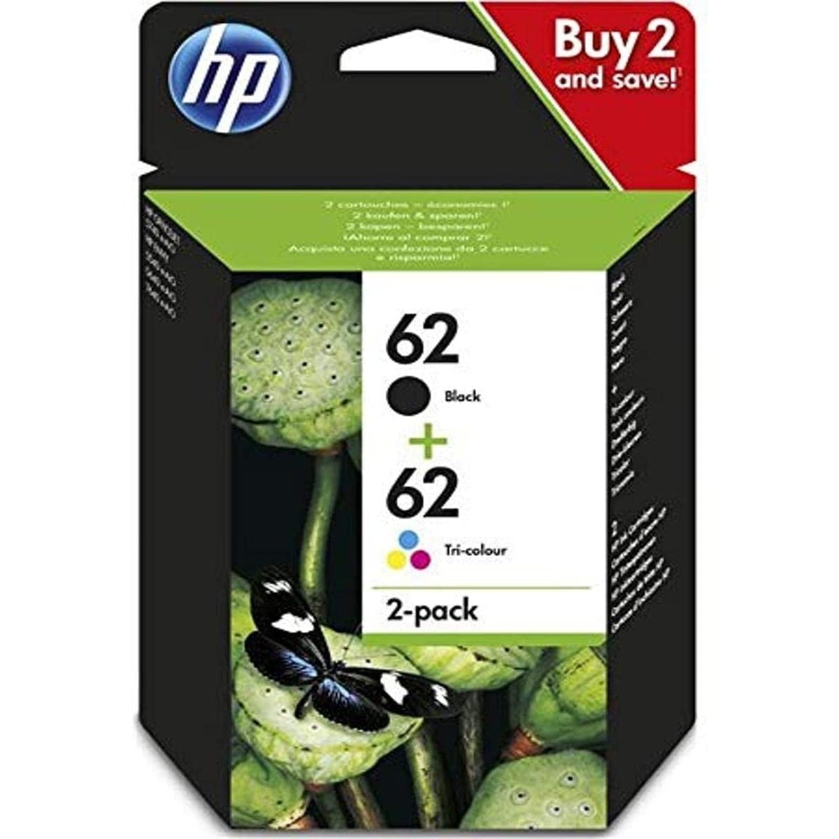 Original Ink Cartridges, Black and Tri-Colo, N9J71AE 62, Multipack, 2 Count (Pack of 1) Clear Store