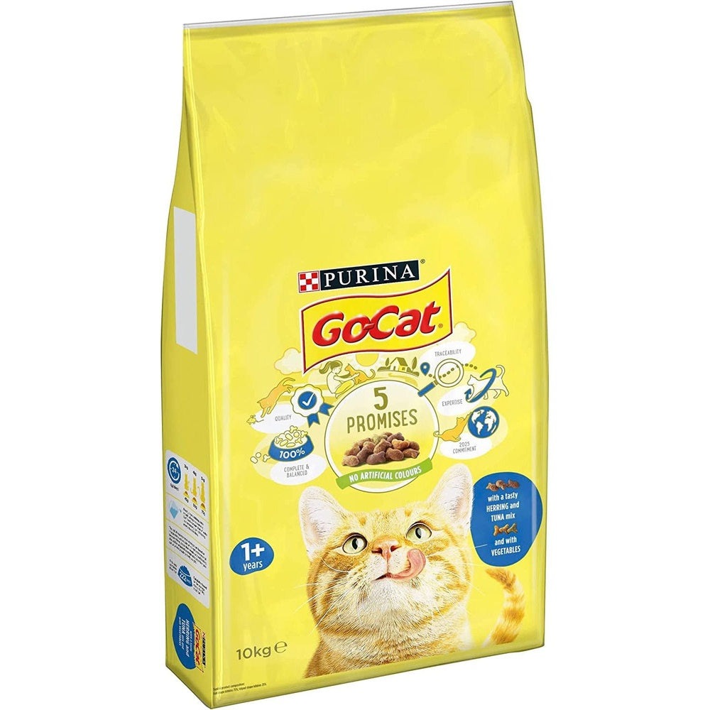 Purina GoCat Adult Tuna, Herring & Veg Dry Cat Food 10Kg Clear Store