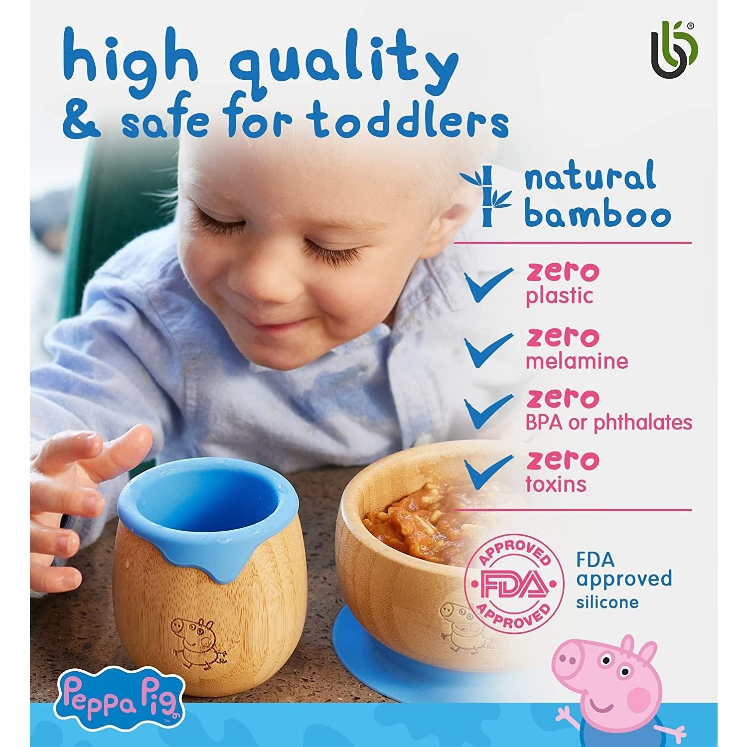 Peppa Pig Toddler Cup for Kids – 150Ml Bamboo Cup for Baby with Silicone Liner | Transition Sippy Cup | Snack Cup | Ideal for Baby-Led Weaning | Promotes Drinking and Oral Motor Skills (George Cup)