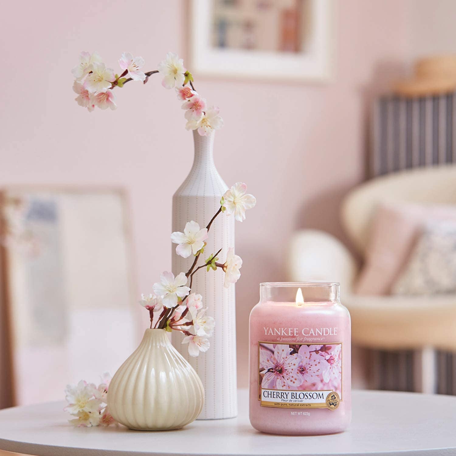 Scented Candle | Cherry Blossom Large Jar Candle | Long Burning Candles: up to 150 Hours | Perfect Gifts for Women Clear Store