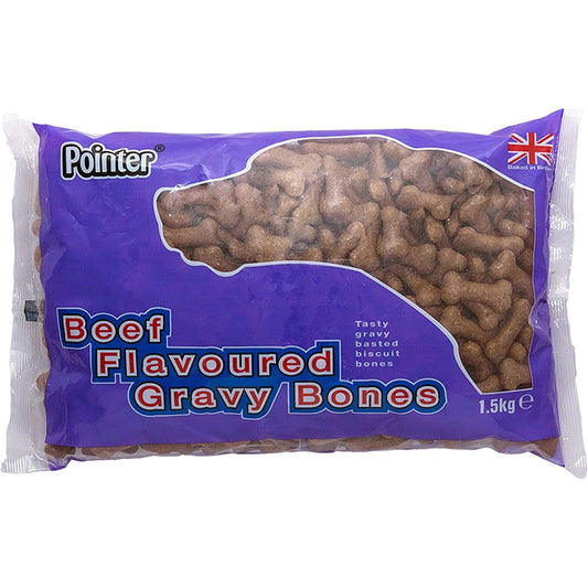 Pointer - Beef Flavoured Gravy Bones, Beefy Dog Treats, Tasty Gravy Dog Bones, 1.5Kg