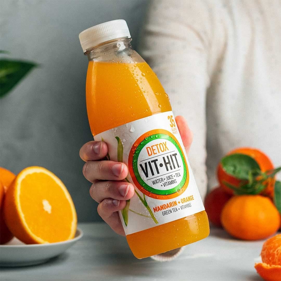 DETOX - Mandarin + Orange, Green Tea Vitamin Drink (500Ml X 12 Bottles) Clear Store