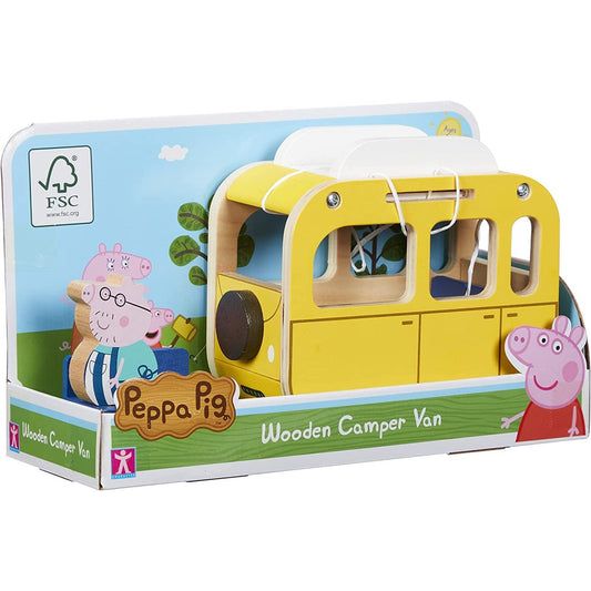 Peppa Pig Wooden Campervan, Push along Vehicle, Imaginative Play, Preschool Toys, Fsc Certified, Sustainable Toys, Gift for 2-5 Years Old