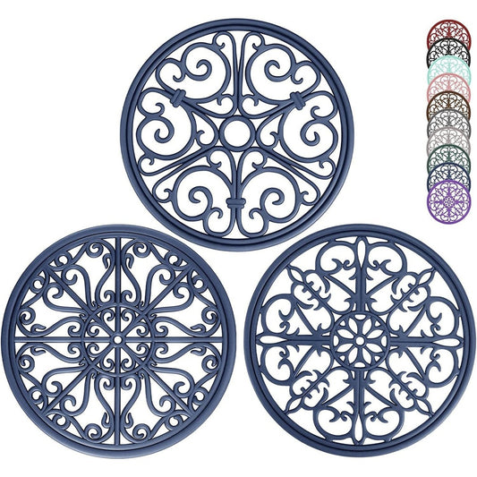 Trivets for Kitchen Worktops,  Silicone Trivets for Hot Pans - Trivet Mat,Heat Resistant Mat / Heat Proof Mat Kitchen, Hot Pot Trivet, Hot Dish Plate Pot Holder for Table & Counter, N Blue Clear Store