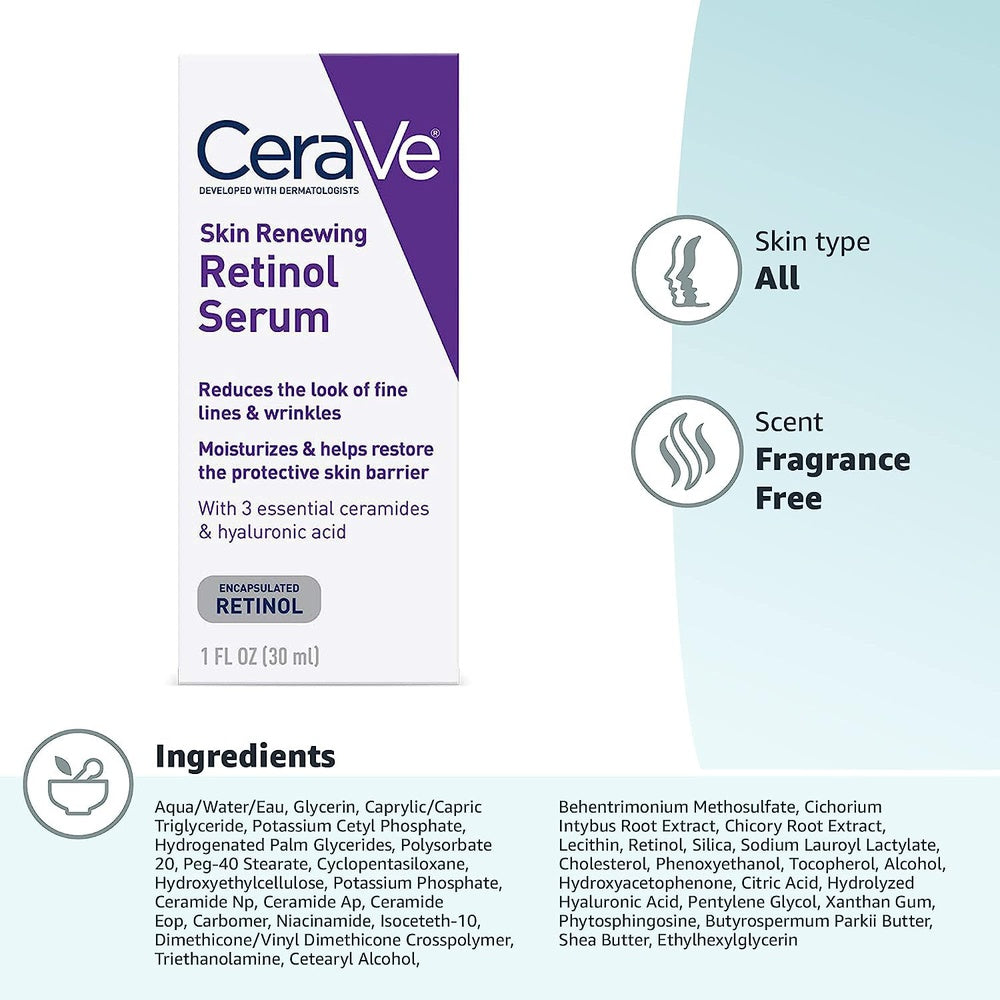 CeraVe Skin Anti Aging Retinol Serum,Cream Serum for Smoothing Fine Lines Clear Store