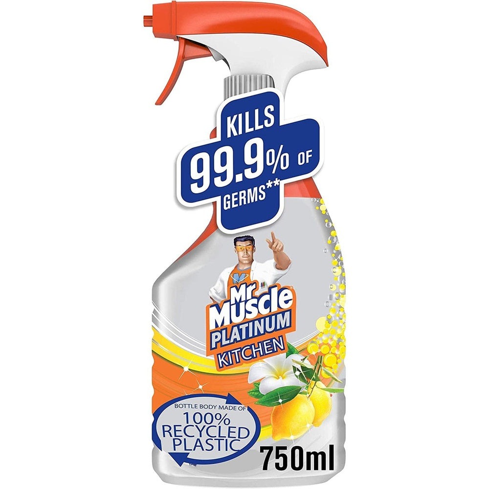 Mr Muscle Kitchen Cleaner Citrus Platinum Antibacterial Kitchen Spray, 750Ml (Pack of 1) Clear Store