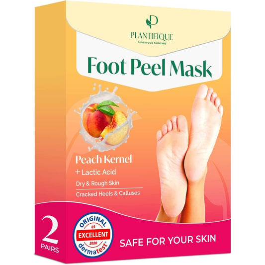 Foot Peel Mask with Peach by  - 2 Pack Foot Mask Dermatologically Tested - Repair Heels & Removes Dry Dead Skin for Soft Baby Feet - Exfoliating Foot Peel Mask for Hard Skin - Peeling