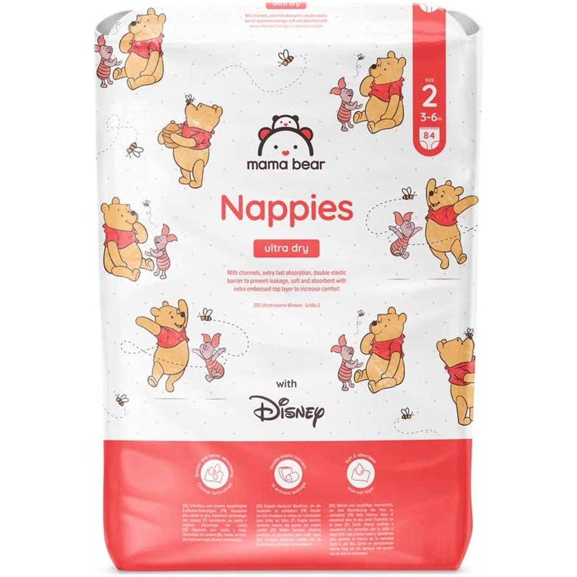 Disney 168 Ultra Dry Nappies - Size 2 (3-6 Kg) - MONTHLY PACK Clear Store