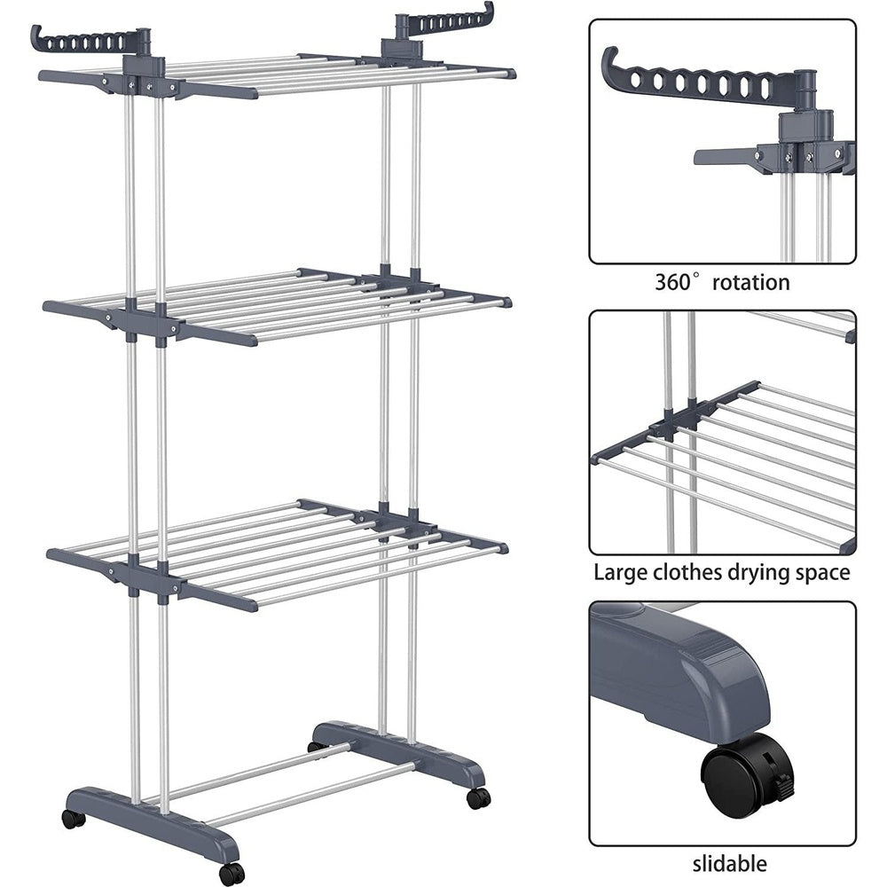 Airer Clothes Drying Rack ,4-Tier Foldable Clothes Hanger Clear Store