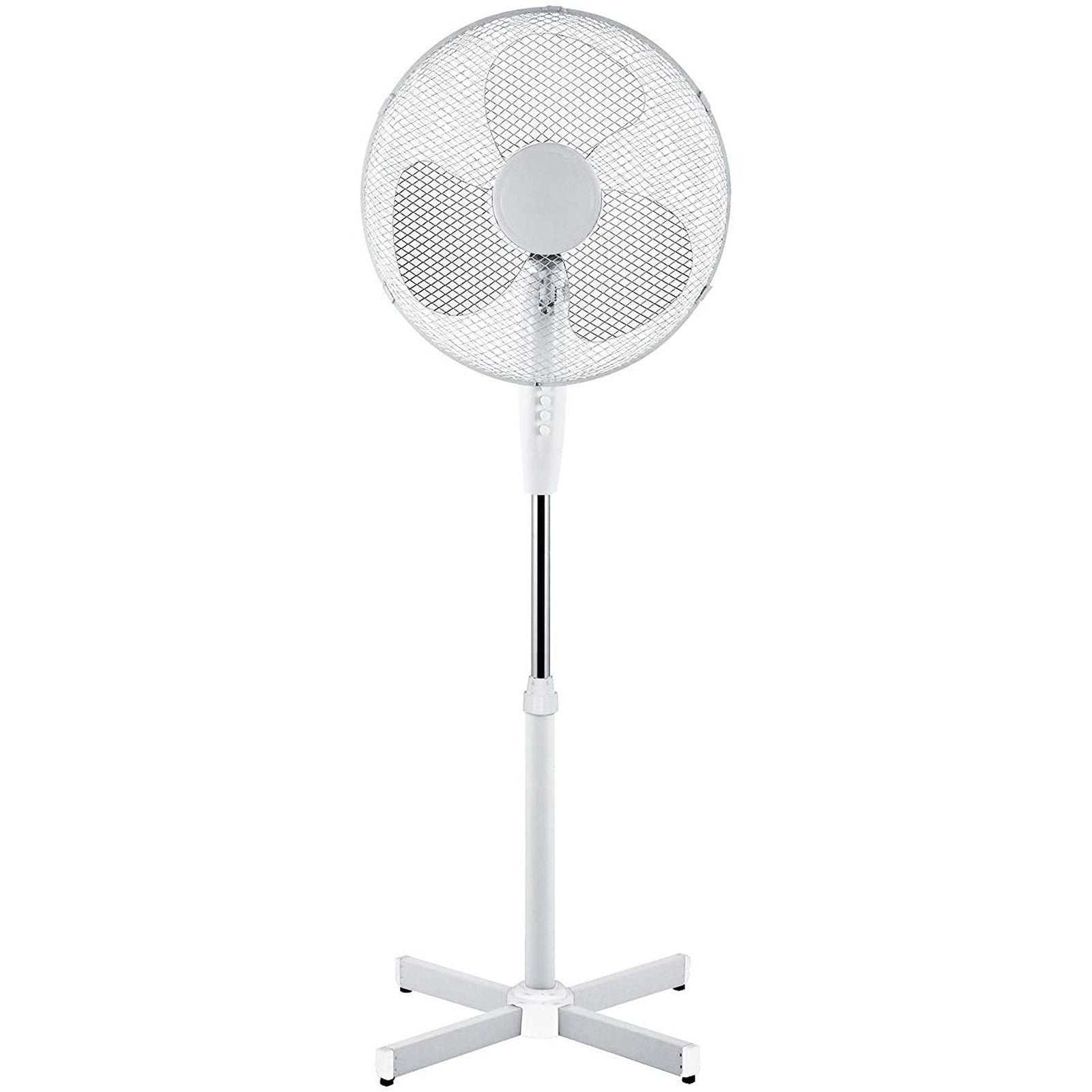 16 OSCILLATING PEDESTAL AIR COOLING ELECTRIC FAN EXTENDABLE ADJUSTABLE STAND, White