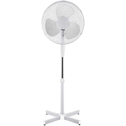 16 OSCILLATING PEDESTAL AIR COOLING ELECTRIC FAN EXTENDABLE ADJUSTABLE STAND, White