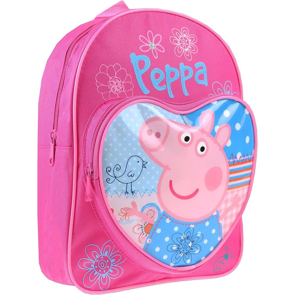 Peppa Pig Backpack Love Heart Children's, Rucksack Junior, School Bag Pink Blue Clear Store