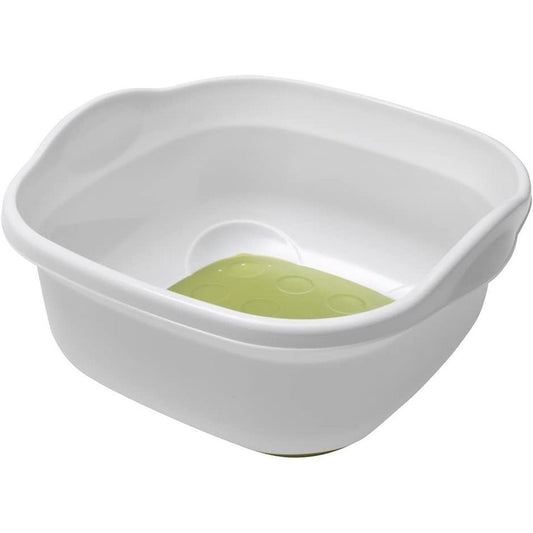 Soft Touch Washing up Bowl, White/ Grass Green, 9L Clear Store