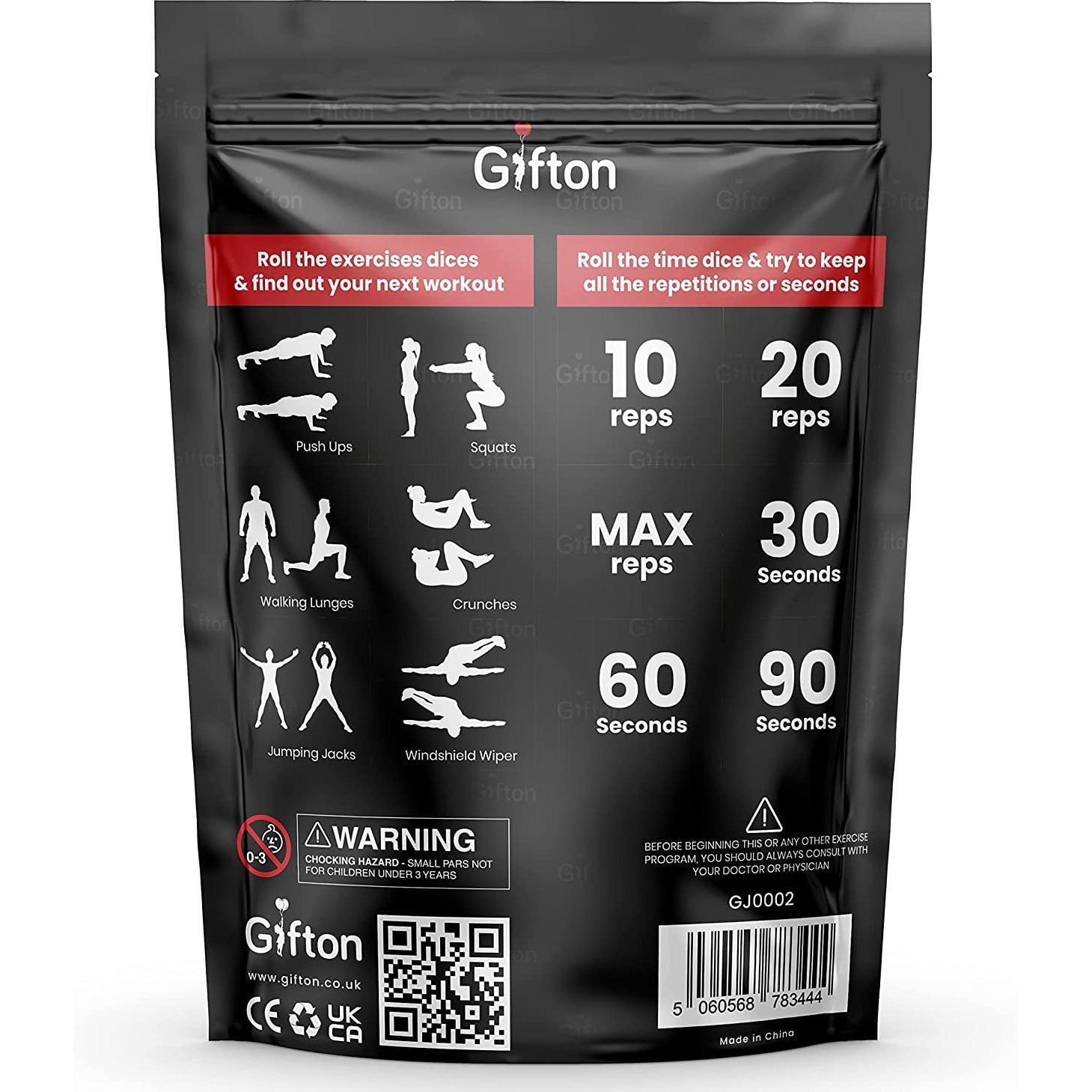 Gifton - Fitness Dice - Fun Workout Exercises Strength Training Routines - Switch up to Home Gym Outdoors - Pocket Size Exercise Decision Dices - Gift for Men Women Him Her - No Weights Require Clear Store