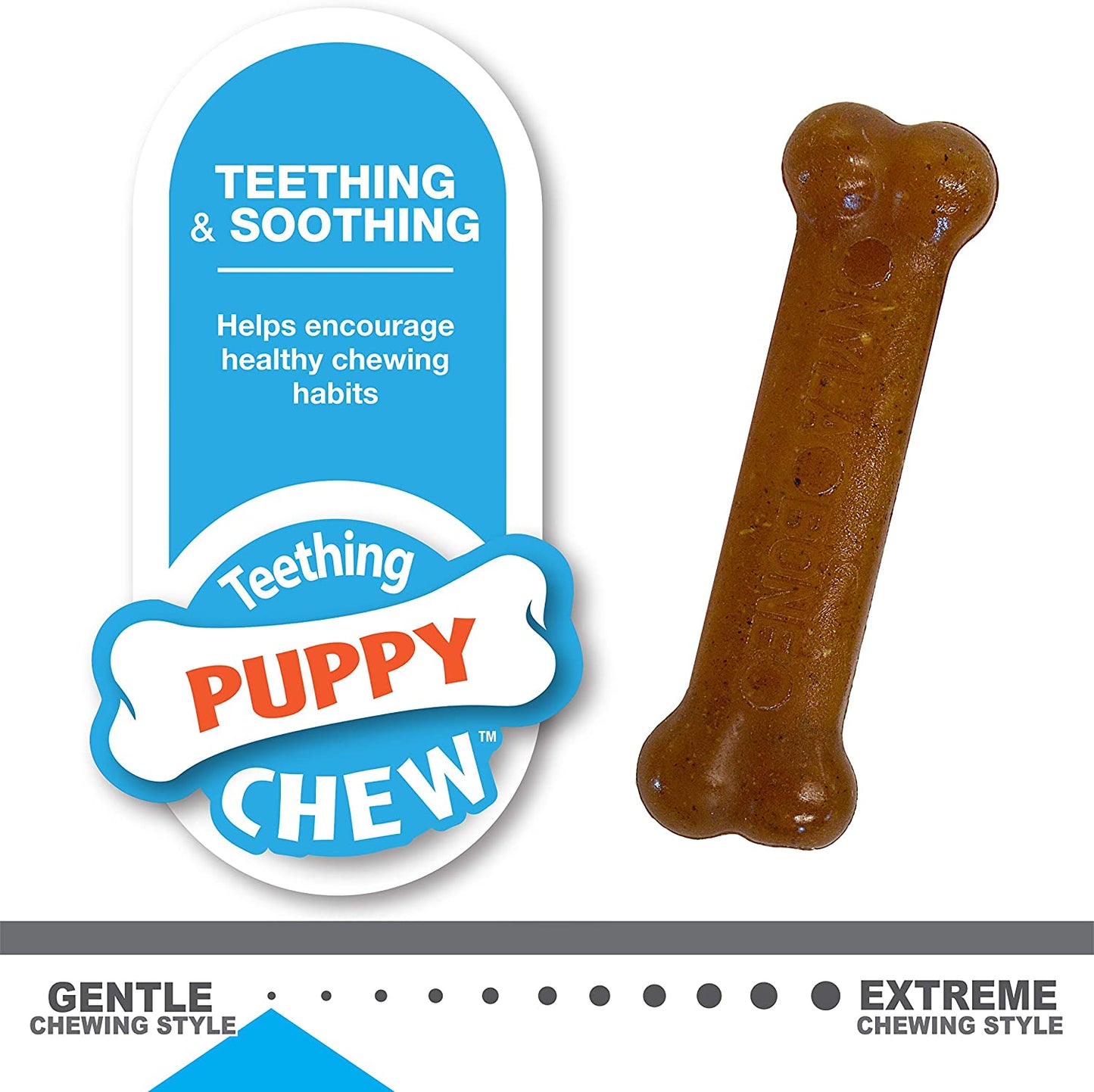 Gentle Puppy Dog Teething Chew Toy Bones, Chicken/Peanut Butter Flavour, XS, for Puppies up to 7Kg (Twin Pack), for All Breed Sizes