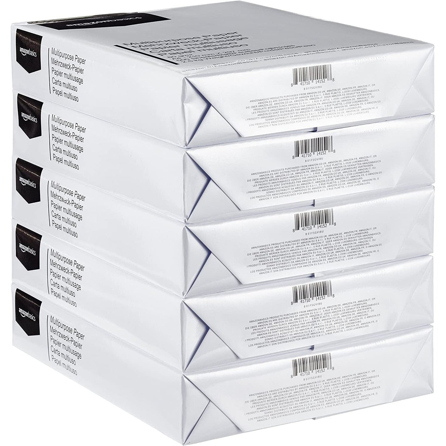 Basics Multi-Purpose Copy Printer Paper, A4 80 Gsm, 2500 Count (Pack of 5), White