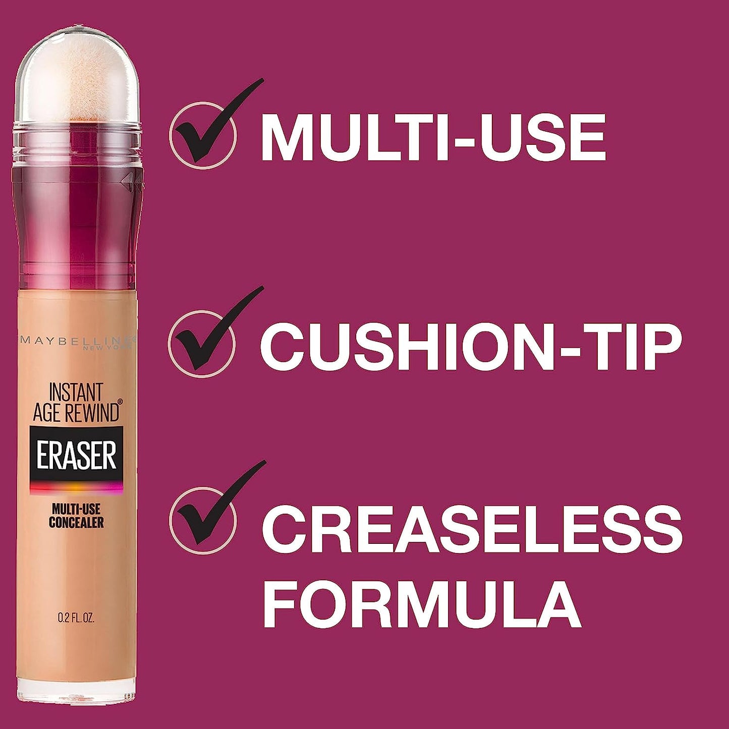 Maybelline Concealer Instant anti Age Eraser Eye Concealer, Dark Circles and Blemish Concealer, Ultra Blendable Formula 01 Light