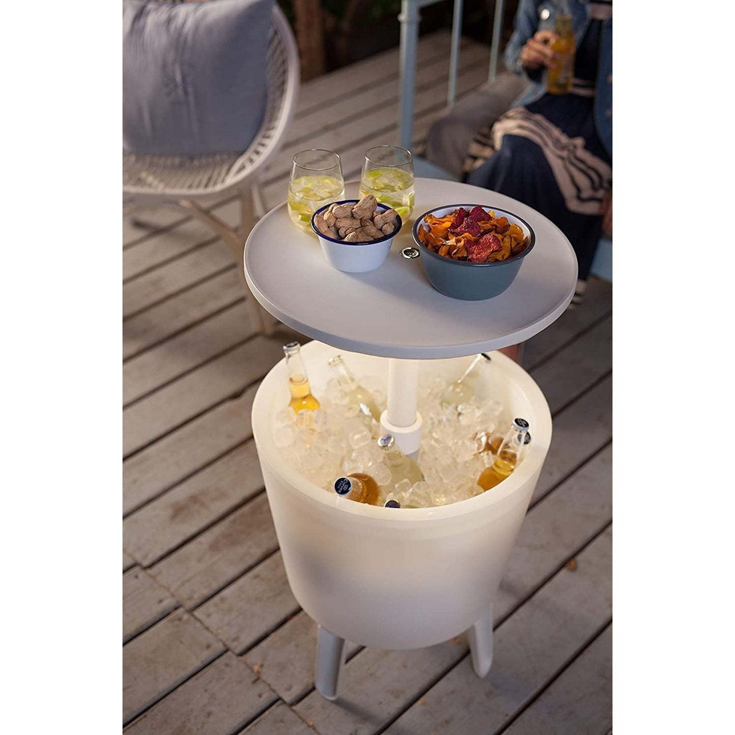 Keter Cool Bar Plastic Outdoor Ice Cooler Table Garden Furniture - Illuminated