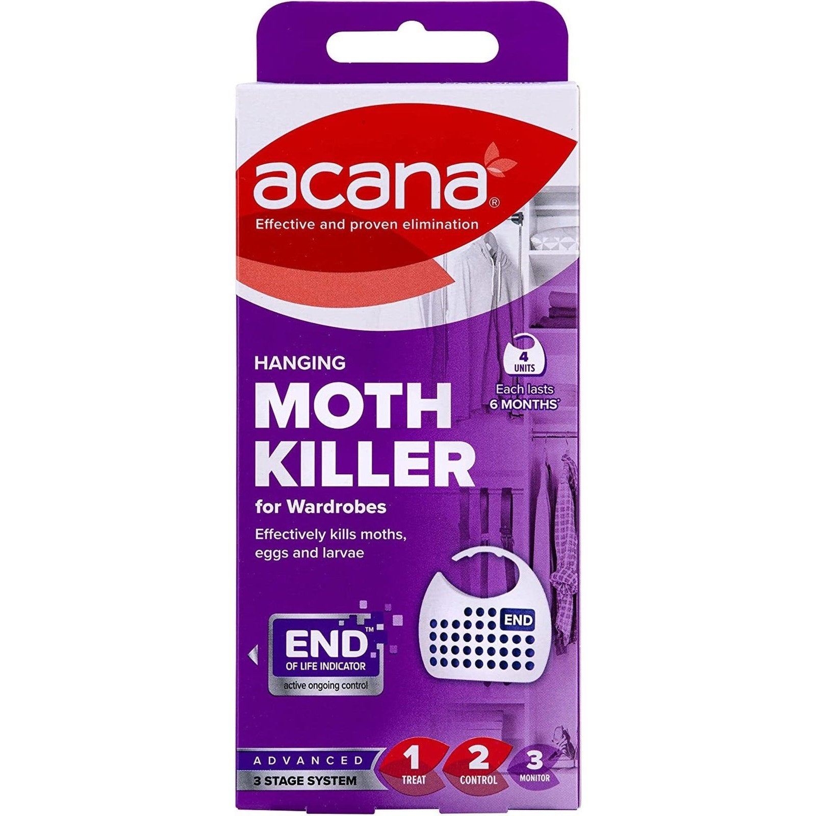 Hanging Moth Killer & Freshener, 4 Pack - Lavender Fragrance, Natural Oils - for Wardrobes - Protects Clothing & Bedding - Each Lasts 6 Months