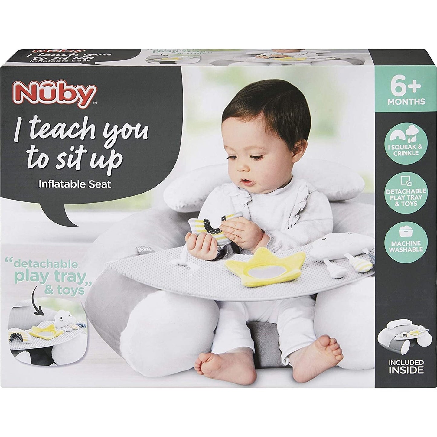 Sit-Me-Up Baby Seat, Cloud & Star, Inflatable Sit & Play Floor Seat with Tray and Baby Toys Clear Store