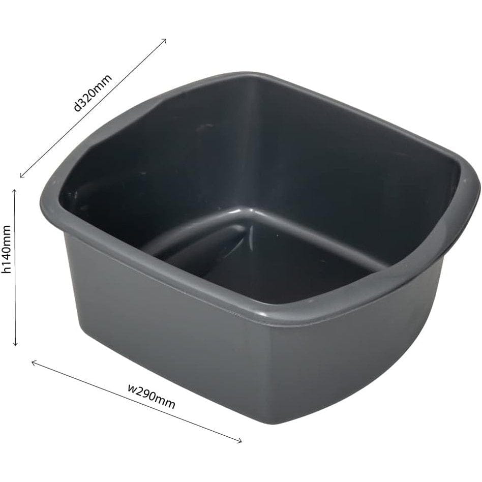 Washing up Bowl 8 Litre Small Rectangular Plastic, Black Clear Store