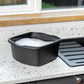 Washing up Bowl 8 Litre Small Rectangular Plastic, Black Clear Store