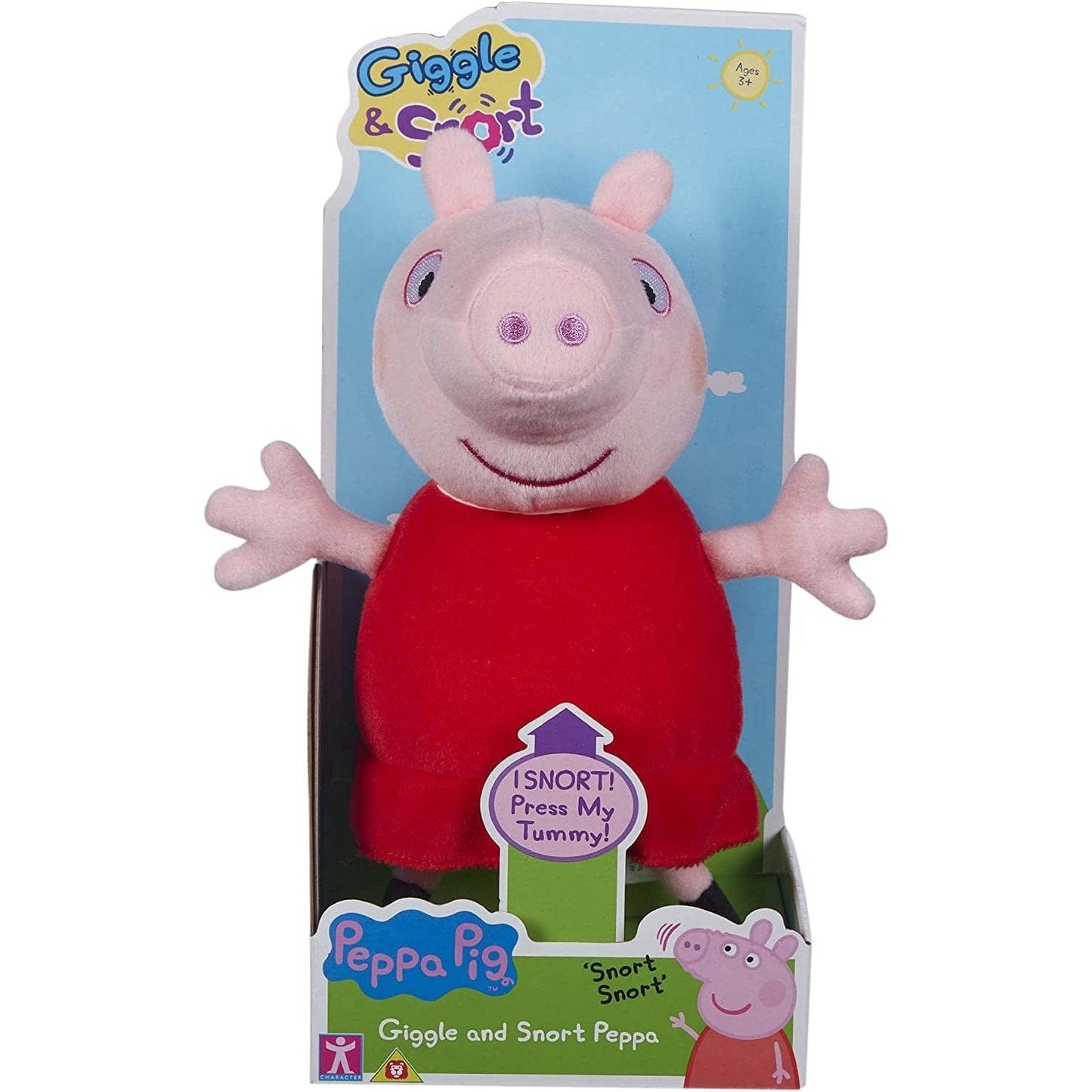 Peppa Pig Giggle and Snort Soft Toy, Squeeze Peppa’S Tummy, Classic Peppa Pig Styling, 20cm Tall Clear Store