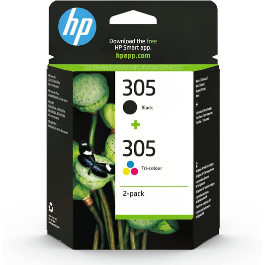 HP 305, Black/Tri-Colour Original Ink Cartridges (6ZD17AE) (Pack of 2) Clear Store