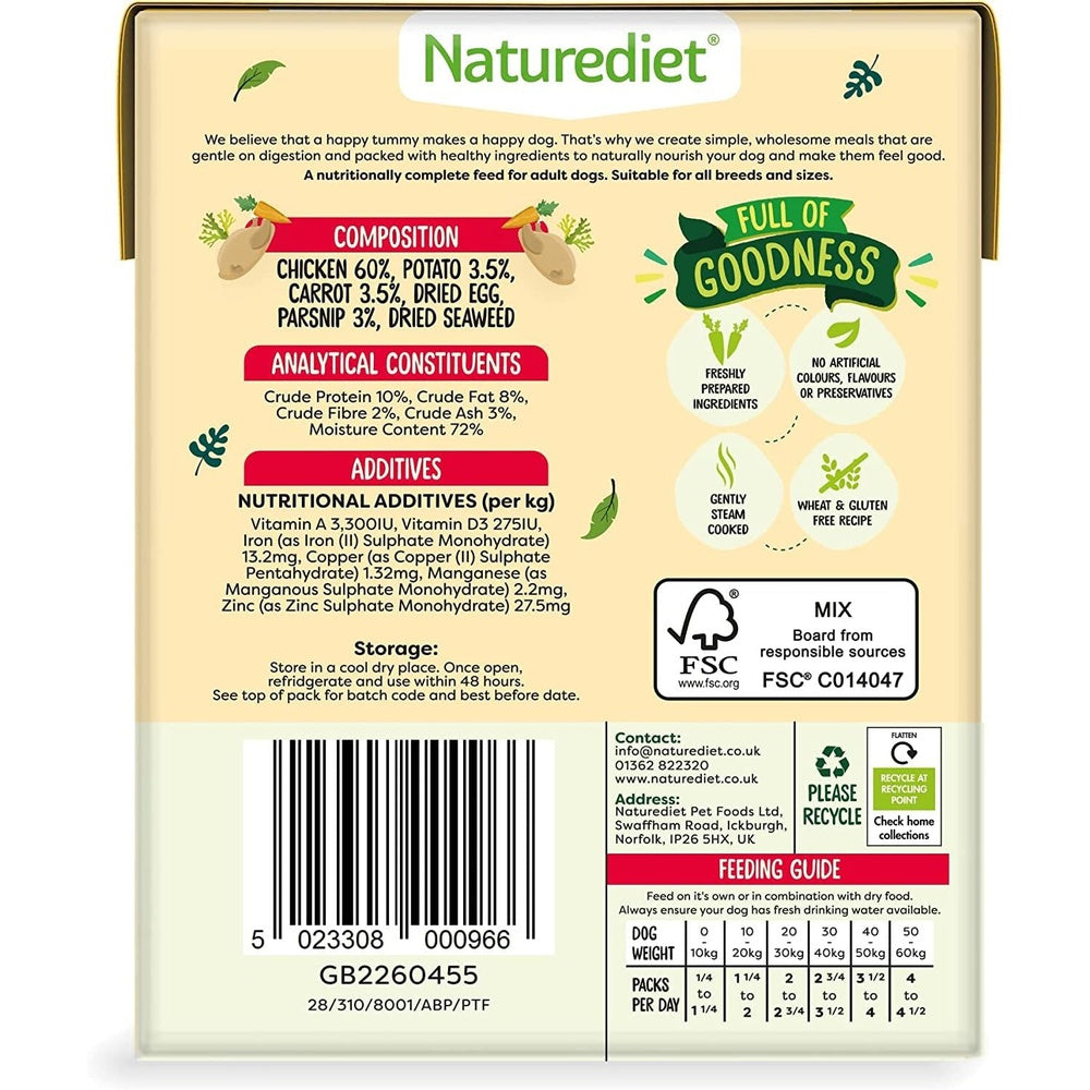 Naturediet Dog Food, Chicken 390g Pack of 18 Clear Store