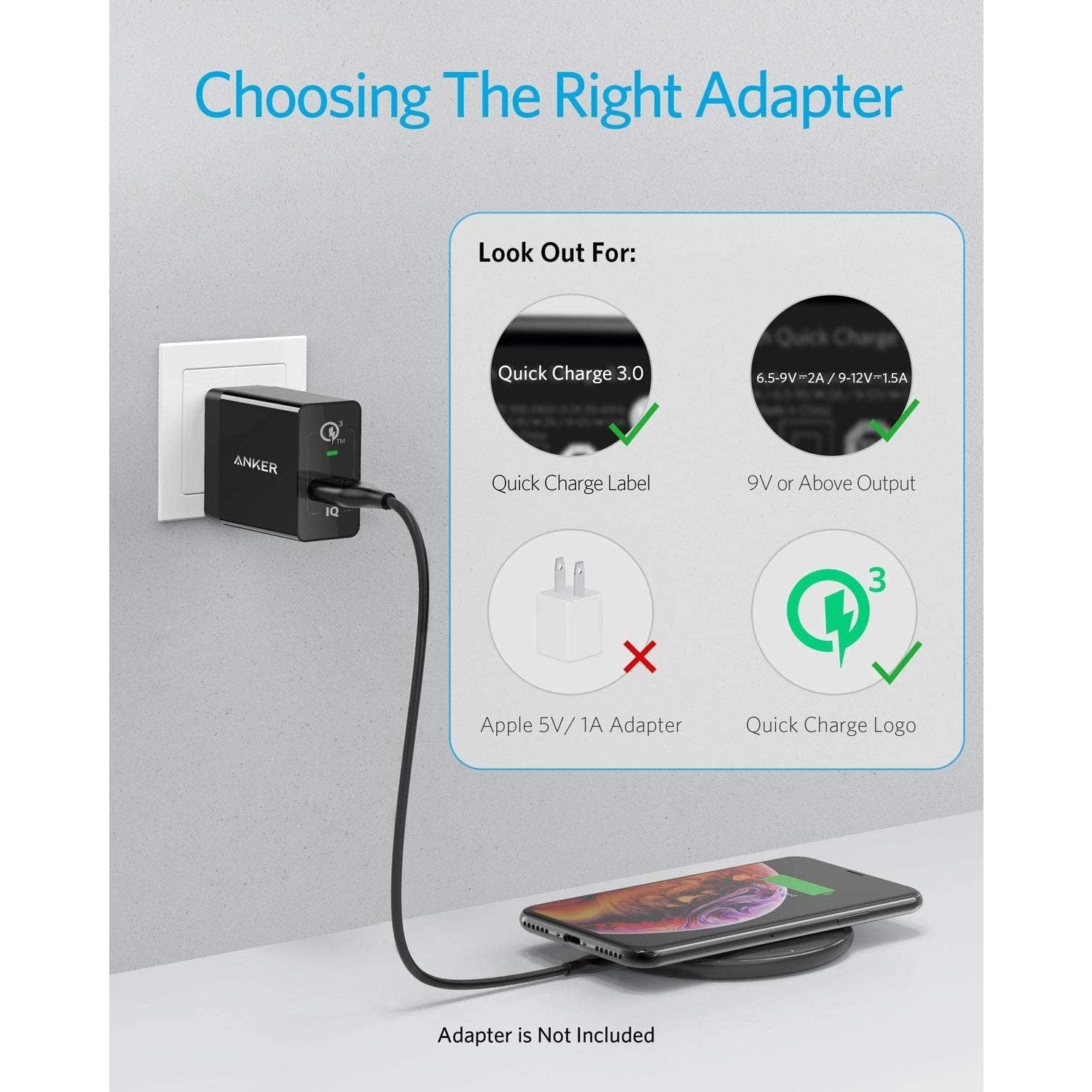 Anker Wireless Charger, Powerwave Pad for Iphone and Samsung, Charger Clear Store