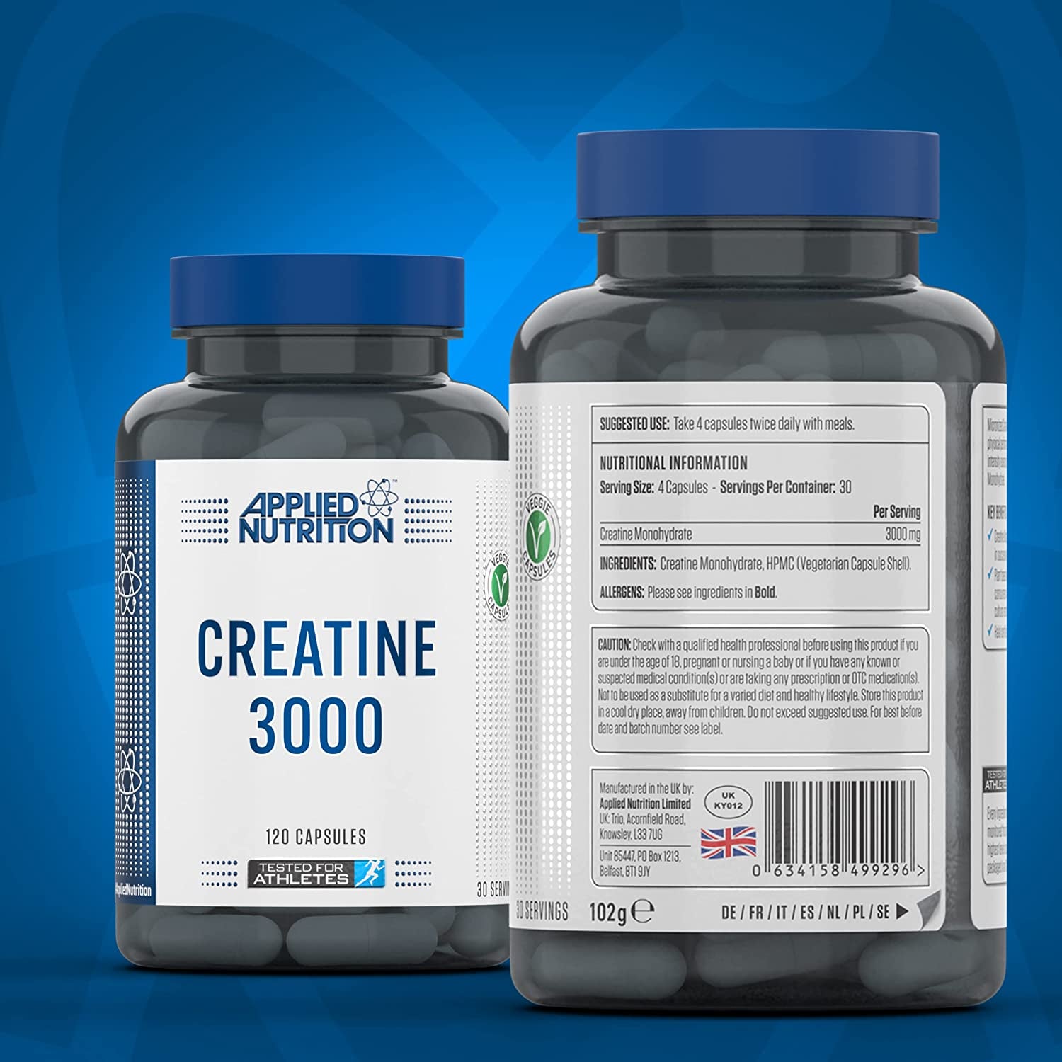 Creatine 3000 - Creatine Monohydrate Capsules 3000Mg per Serving, High Strength Supplement, Increases Physical Performance (120 Capsules - 30 Servings)