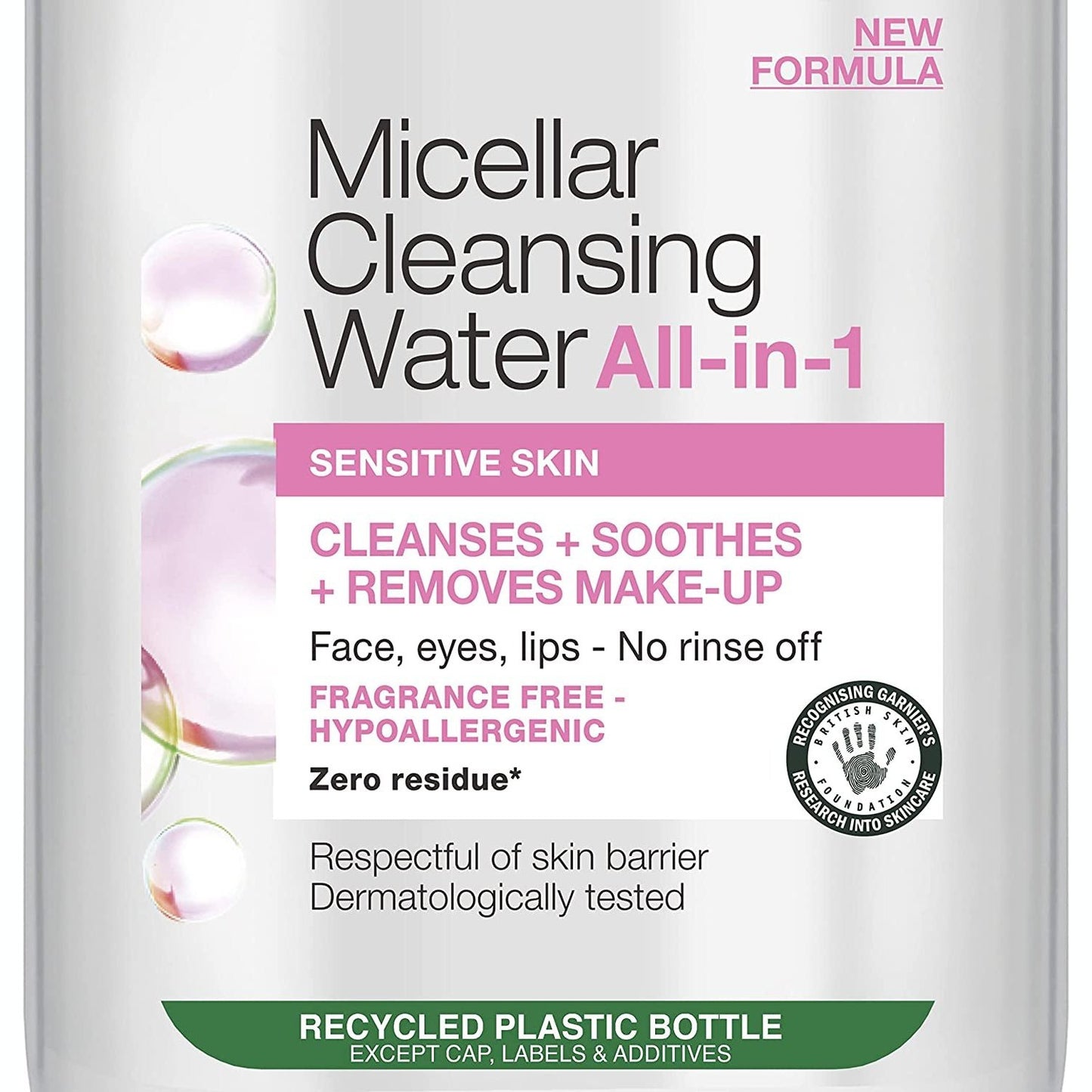 Garnier Micellar Cleansing Water for Sensitive Skin 700Ml, Gentle Face Cleanser & Makeup Remover, Fragrance Free, Recognised by the British Skin Foundation, Use with Reusable Micellar Eco Pads