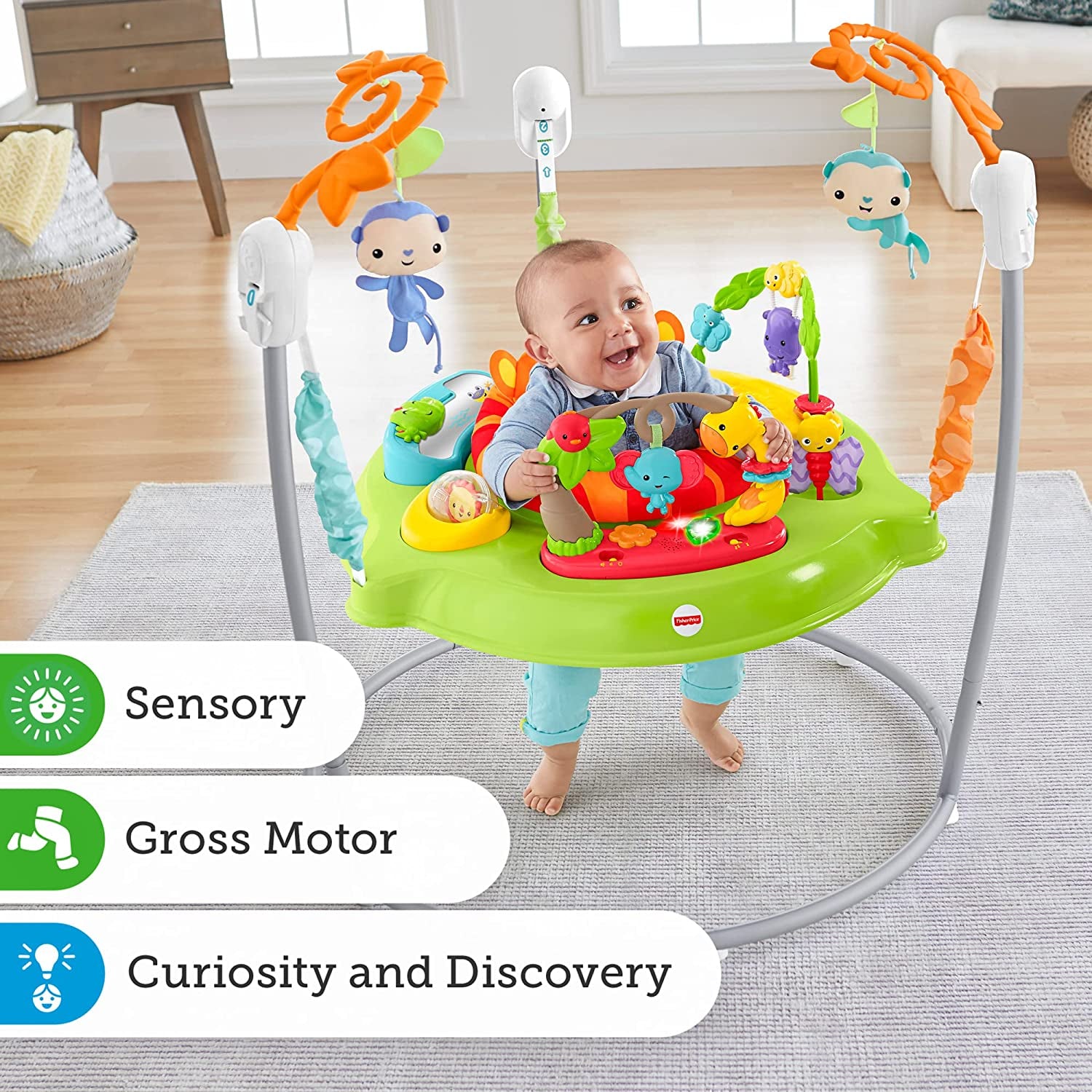 Rainforest Jumperoo - Infant Activity Center with Music, Lights & Sounds - 360° Play Clear Store