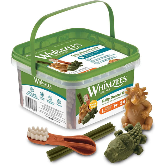 by Wellness Variety Box, Mixed Shapes, Natural and Grain-Free Dog Chews, Dog Dental Sticks for Large Breeds, 14 Pieces, Size L