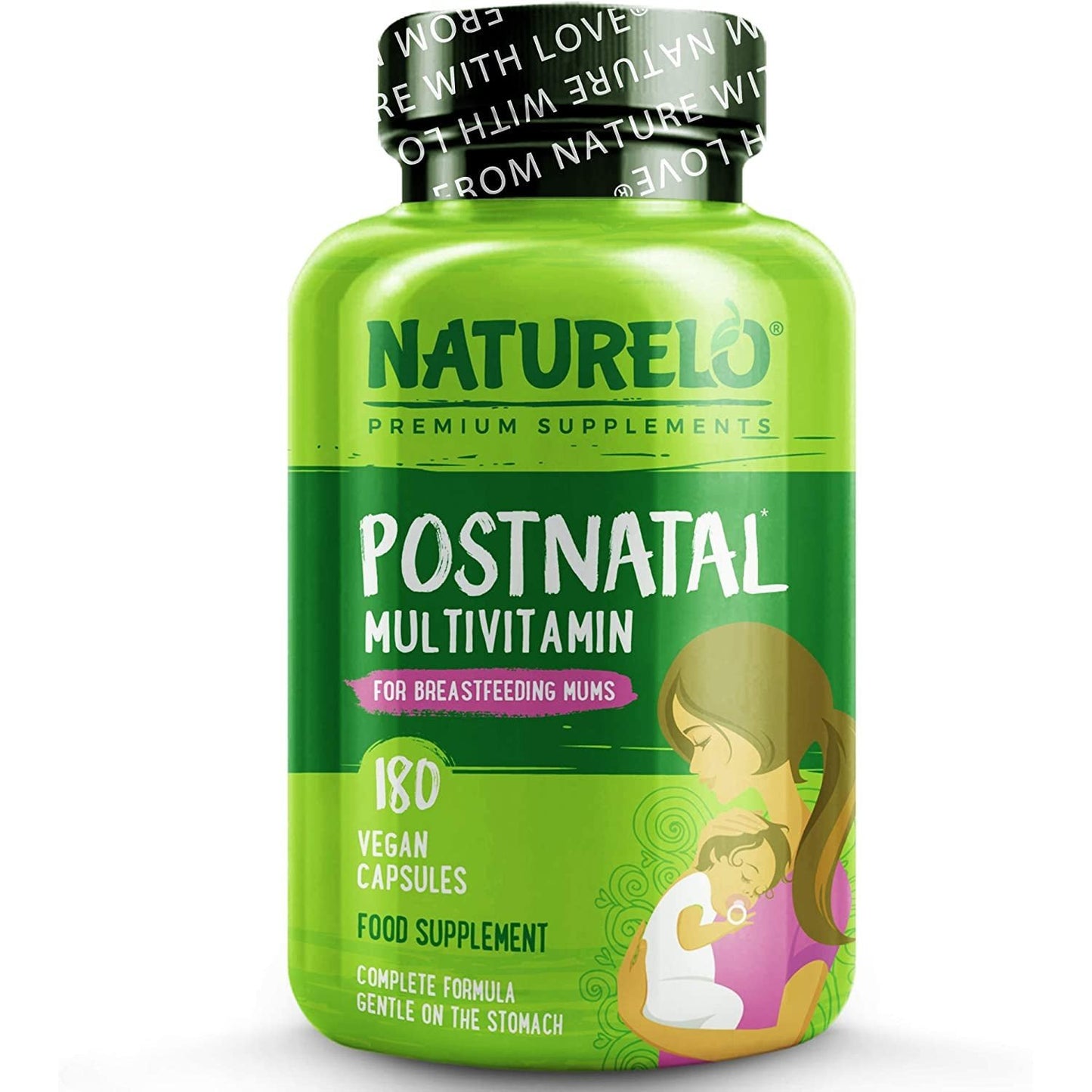 NATURELO Postnatal Multivitamin - Natural Vitamins & Minerals Including Vitamin D, Folate, Calcium - Best Essential Nutrients for Nursing Mothers after Pregnancy - 180 Vegan Capsules | 2 Month Supply Clear Store