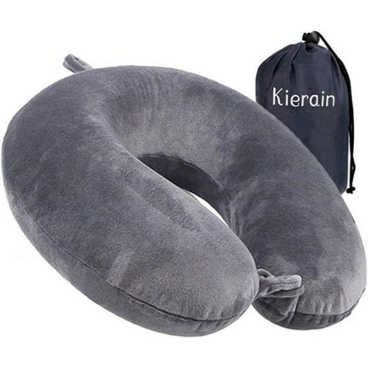 Travel Pillow - Memory Foam Neck Pillow Support Pillow,Luxury Compact & Lightweight Quick Pack for Camping,Sleeping Rest Cushion (Gray)