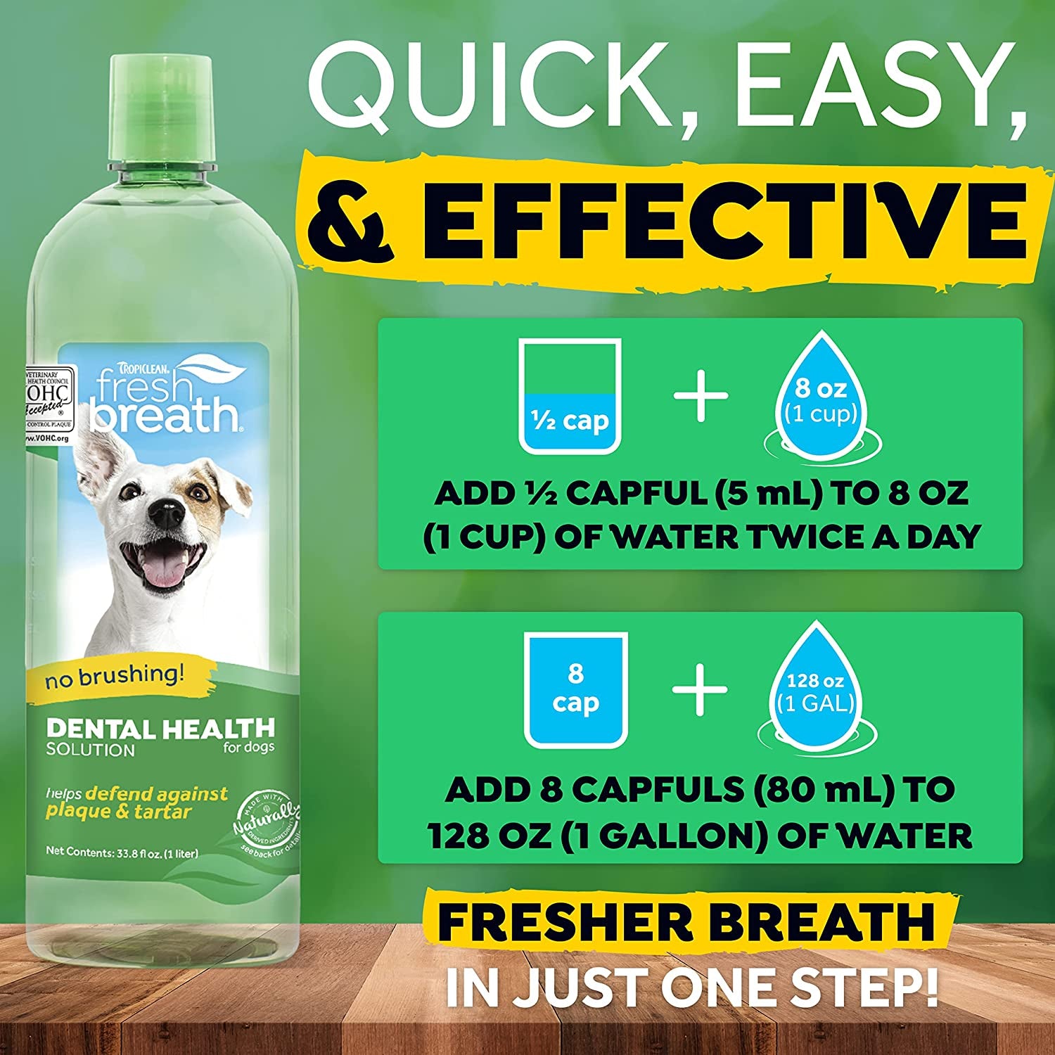 Fresh Breath Dog Teeth Cleaning  Dog Dental Care for Bad Breath - Breath Freshener - Water Additive Mouthwash – Helps Remove Plaque off Dogs Teeth, Original, 473ml Clear Store