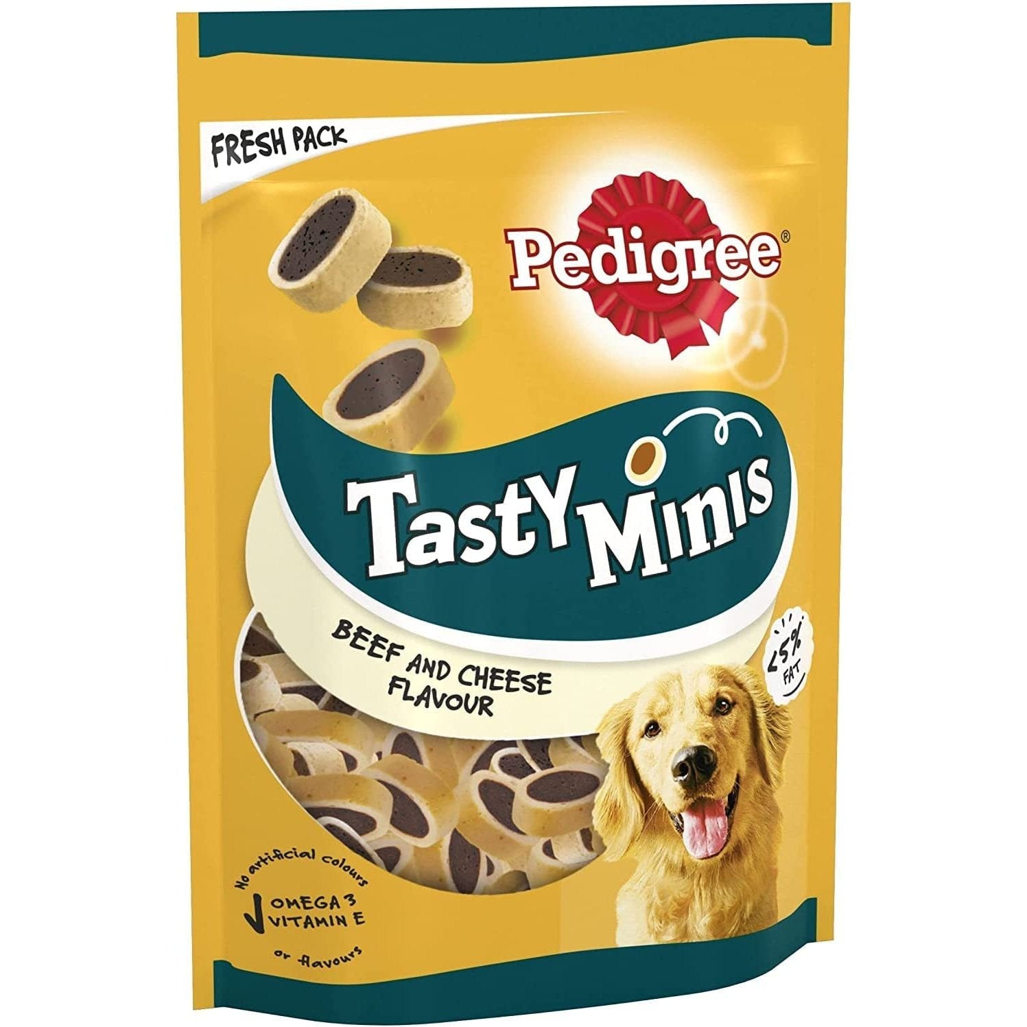 Pedigree Tasty Minis - Dog Treats, Cheesy Nibbles with Cheese and Beef Flavour - Training Treats, Pack of 8 X 140 G Clear Store