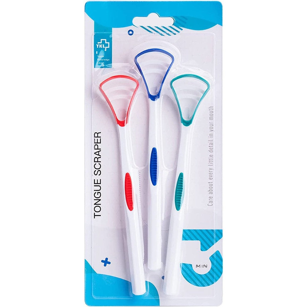 FANCI Tongue Scraper Tongue Brush 3 Color Pack, 3 Pack Clear Store